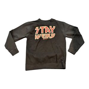 Stay Weird Polaris Graphic Print Crewneck Sweatshirt Black‎ Medium